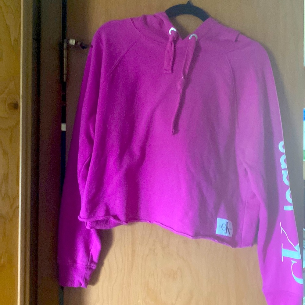 Adorable Calvin Klein crop top w hoodie Medium